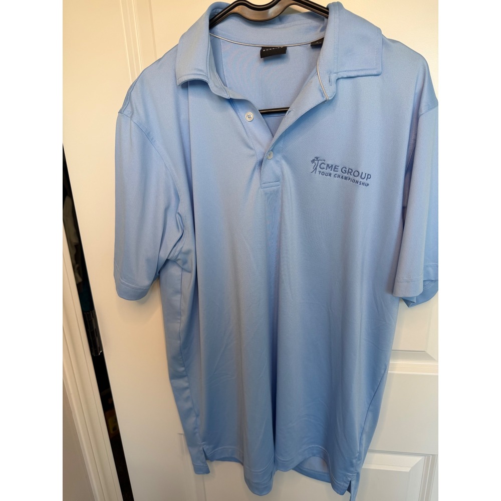 Dunning Mens CME Group Tour Championship Golf Polo Shirt Blue Small Stretch